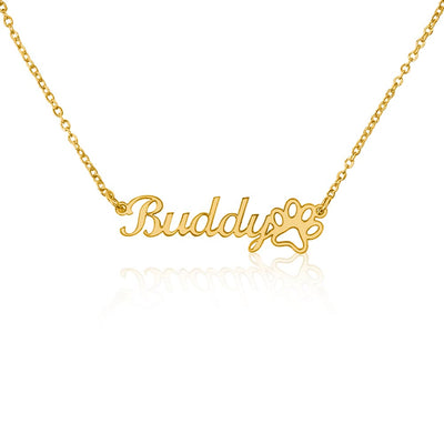 Classic Paw Print Name Necklace